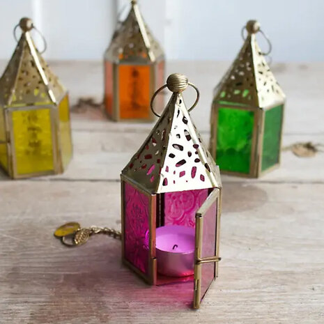 Melting Pot - Waxinehouders Lantaarntjes Multicolor 5x14cm set-4 Melting Pot - Waxinehouders Lantaarntjes Multicolor 5x14cm set-4