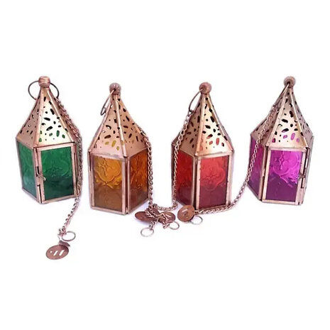 Melting Pot - Waxinehouders Lantaarntjes Multicolor 5x14cm set-4 Melting Pot - Waxinehouders Lantaarntjes Multicolor 5x14cm set-4