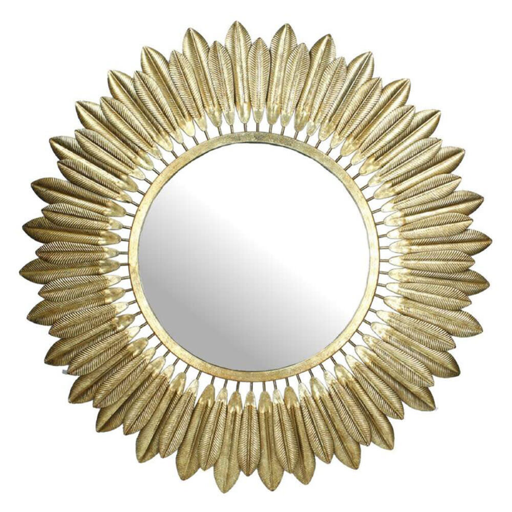 Melting Pot - Spiegel Rond Veren Goud Metaal 70x70cm Melting Pot - Spiegel Rond Veren Goud Metaal 70x70cm