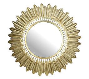 Melting Pot - Spiegel Rond Veren Goud Metaal 70x70cm Melting Pot - Spiegel Rond Veren Goud Metaal 70x70cm