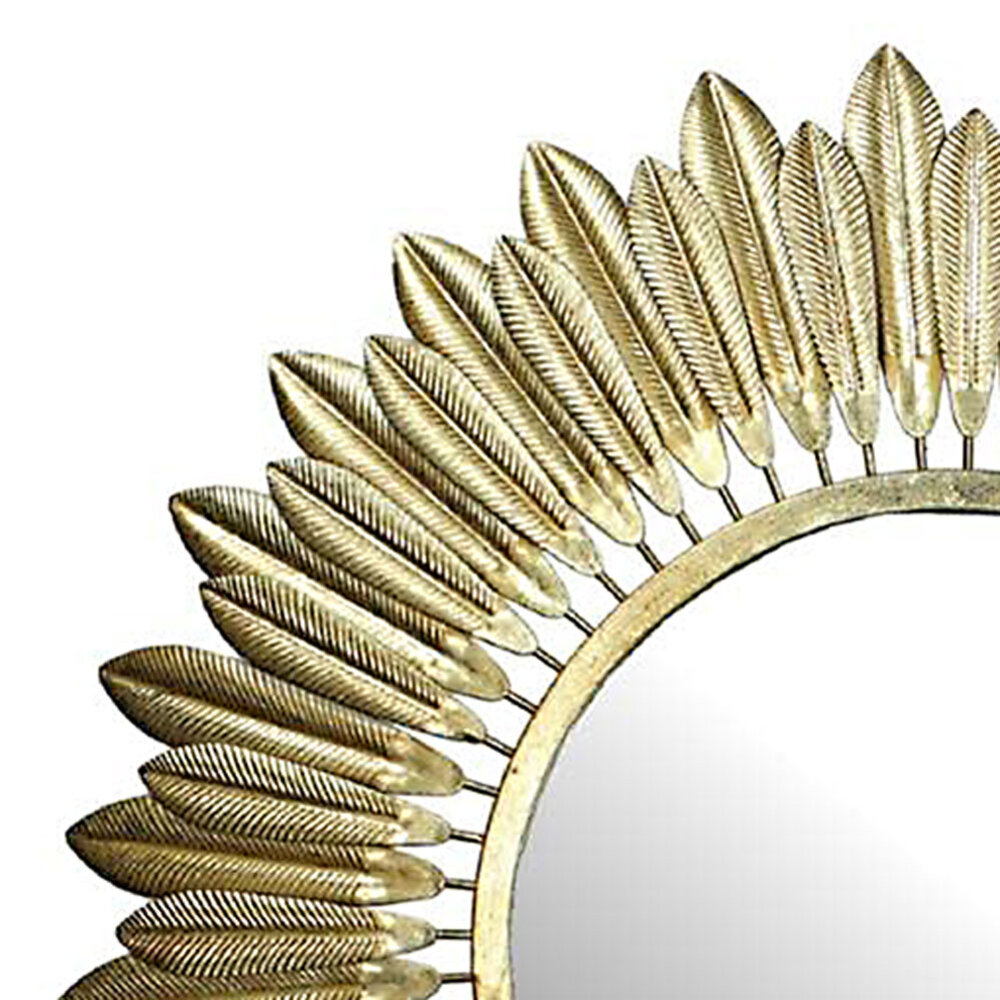 Melting Pot - Spiegel Rond Veren Goud Metaal 70x70cm Melting Pot - Spiegel Rond Veren Goud Metaal 70x70cm