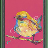 Colmore - Schilderij Vogel Geel op Fuchsia in Groene Lijst 51x61cm handgeschilderd Colmore - Schilderij Vogel Geel op Fuchsia in Groene Lijst 51x61cm handgeschilderd
