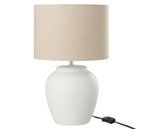 Melting Pot - Tafel Lamp set - Voet Wit + Kap Beige Transparant 28x48cm Melting Pot - Tafel Lamp set - Voet Wit + Kap Beige Transparant 28x48cm