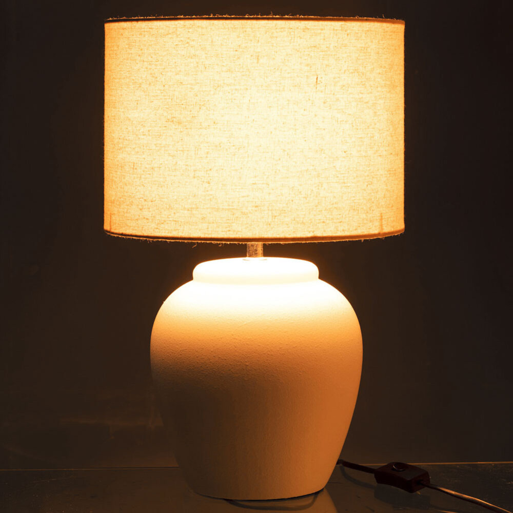 Melting Pot - Tafel Lamp set - Voet Wit + Kap Beige Transparant 28x48cm Melting Pot - Tafel Lamp set - Voet Wit + Kap Beige Transparant 28x48cm