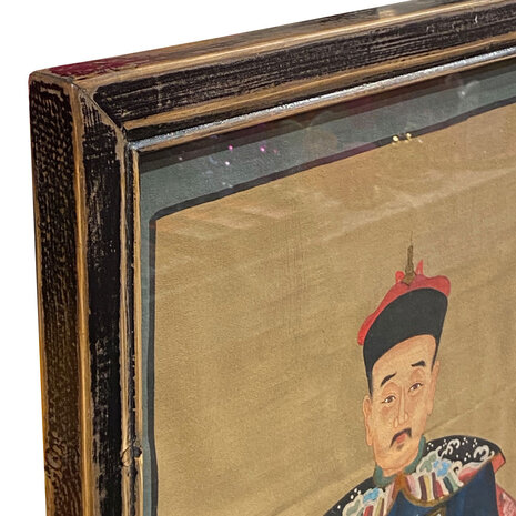 Melting Pot - Schilderij Chinese Voorouder Hoed Blauw Multi 56x91cm ingelijst