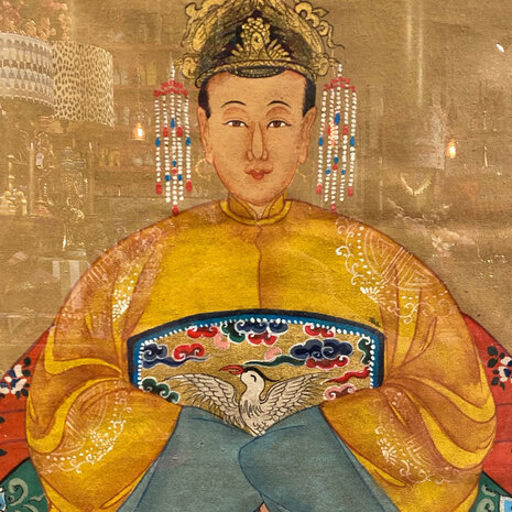 Melting Pot - Schilderij Chinese Voorouder Kroon Geel Multi 56x91cm ingelijst