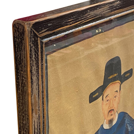 Melting Pot - Schilderij Chinese Voorouder Steek Blauw Multi 56x91cm ingelijst