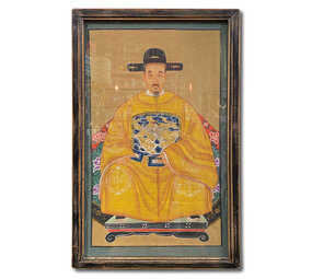 Melting Pot - Schilderij Chinese Voorouder Steek Geel Multi 56x91cm ingelijst