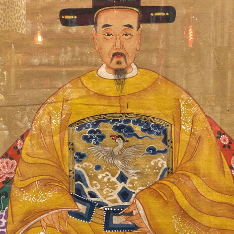 Melting Pot - Schilderij Chinese Voorouder Steek Geel Multi 56x91cm ingelijst