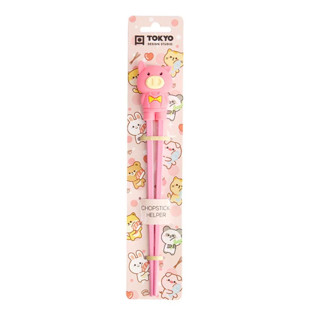 Tokyo Design Studio - Kinder Eetstokjes met Varkentje Roze 22cm Tokyo Design Studio - Kinder Eetstokjes met Varkentje Roze 22cm