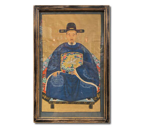 Melting Pot - Schilderij Chinese Voorouder Steek Blauw Multi 56x91cm ingelijst