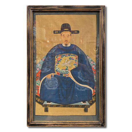 Melting Pot - Schilderij Chinese Voorouder Steek Blauw Multi 56x91cm ingelijst