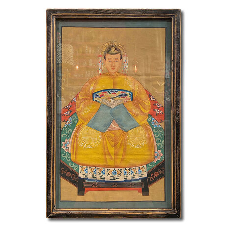 Melting Pot - Schilderij Chinese Voorouder Kroon Geel Multi 56x91cm ingelijst