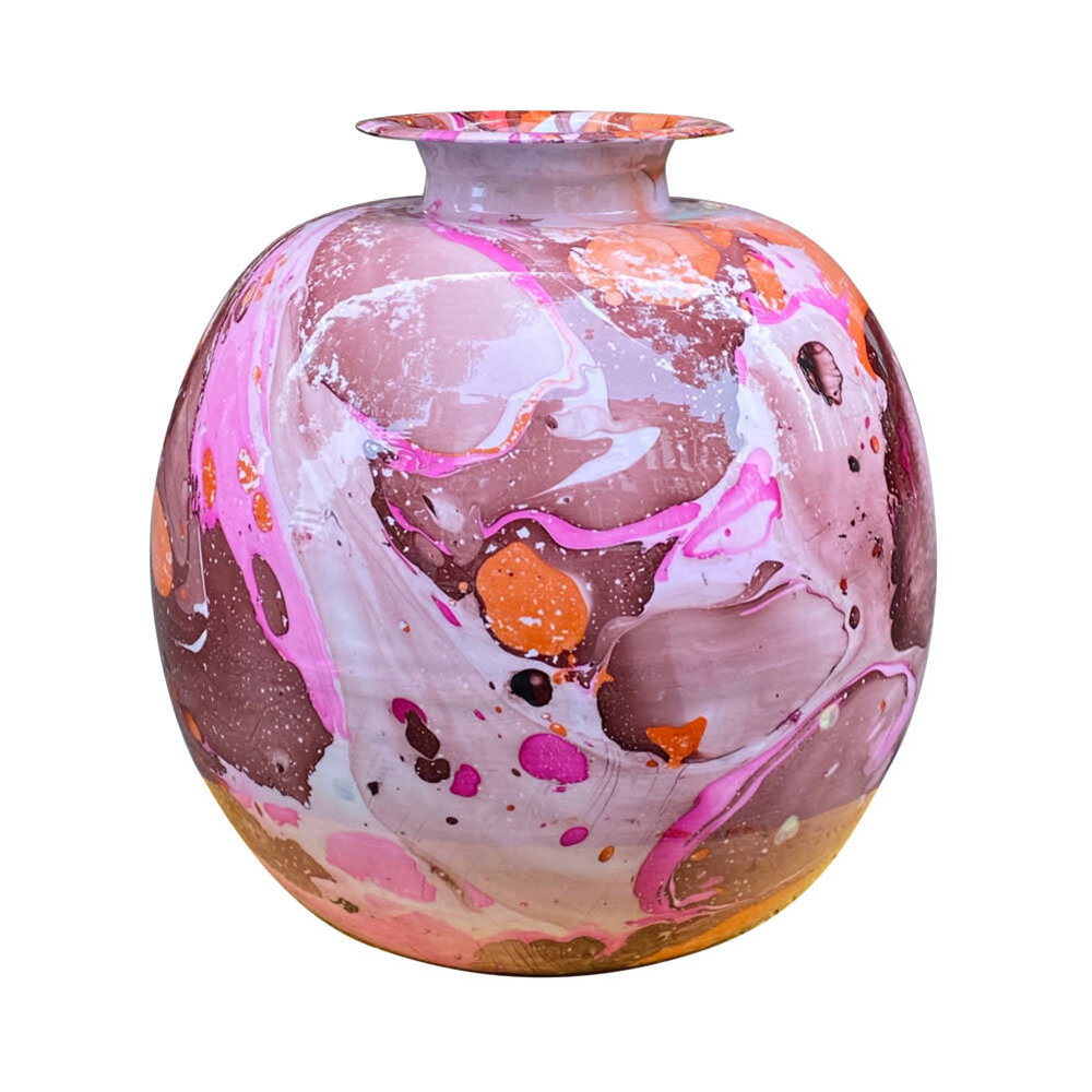 Colmore - Vaas Bol Fuchsia Multicolor Metaal 36x36cm emaille Colmore - Vaas Bol Fuchsia Multicolor Metaal 36x36cm emaille