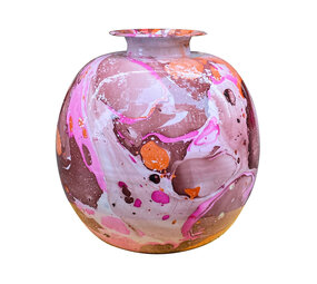 Colmore - Vaas Bol Fuchsia Multicolor Metaal 36x36cm emaille Colmore - Vaas Bol Fuchsia Multicolor Metaal 36x36cm emaille