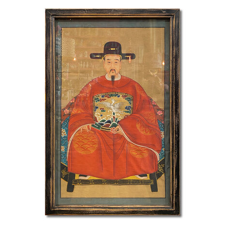 Melting Pot - Schilderij Chinese Voorouder Steek Rood Multi 56x91cm ingelijst