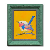 Colmore - Schilderij Vogel Blauw op Geel in Groene Lijst 51x61cm handgeschilderd Colmore - Schilderij Vogel Blauw op Geel in Groene Lijst 51x61cm handgeschilderd