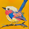 Colmore - Schilderij Vogel Blauw op Geel in Groene Lijst 51x61cm handgeschilderd Colmore - Schilderij Vogel Blauw op Geel in Groene Lijst 51x61cm handgeschilderd