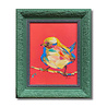 Colmore - Schilderij Vogel Geel op Fuchsia in Groene Lijst 51x61cm handgeschilderd Colmore - Schilderij Vogel Geel op Fuchsia in Groene Lijst 51x61cm handgeschilderd