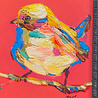 Colmore - Schilderij Vogel Geel op Fuchsia in Groene Lijst 51x61cm handgeschilderd Colmore - Schilderij Vogel Geel op Fuchsia in Groene Lijst 51x61cm handgeschilderd