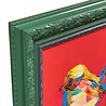 Colmore - Schilderij Vogel Geel op Fuchsia in Groene Lijst 51x61cm handgeschilderd Colmore - Schilderij Vogel Geel op Fuchsia in Groene Lijst 51x61cm handgeschilderd