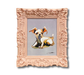 Colmore - Schilderij Chihuahua in Roze Barok Lijst 30x35cm handgeschilderd Colmore - Schilderij Chihuahua in Roze Barok Lijst 30x35cm handgeschilderd