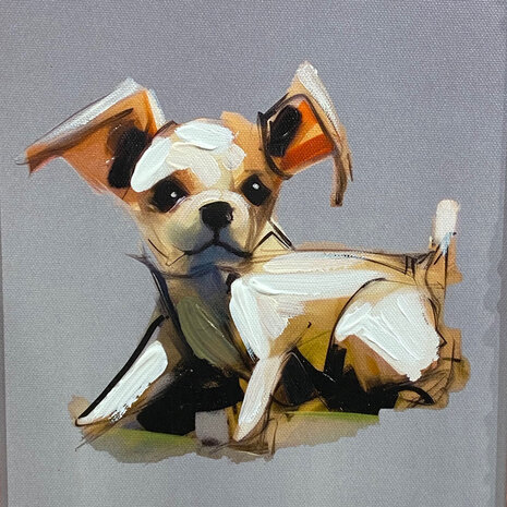 Colmore - Schilderij Chihuahua in Roze Barok Lijst 30x35cm handgeschilderd Colmore - Schilderij Chihuahua in Roze Barok Lijst 30x35cm handgeschilderd