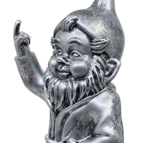 Melting Pot - Beeldje Kabouter Fuck You Antiek Zilver 32cm Melting Pot - Beeldje Kabouter Fuck You Antiek Zilver 32cm