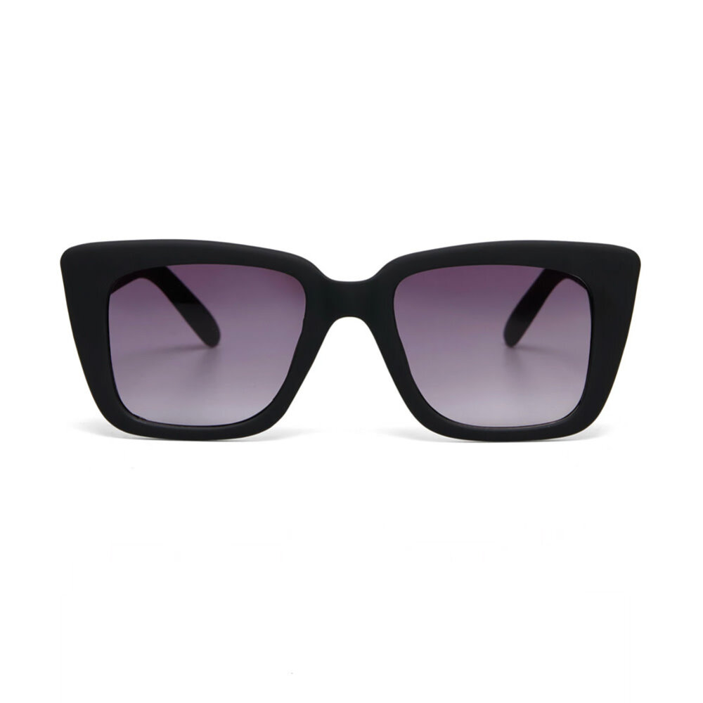 Okkia - Zonnebril ELBA Square Zonnebril Black OK044-BK – Vierkant Soft-Touch Montuur met Zwarte Gradiëntglazen en UV400