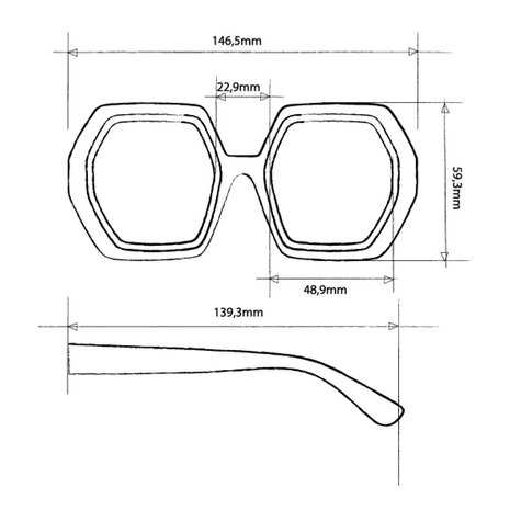 Okkia - Zonnebril EMMA Hexagon Black Rose OK015-BP Okkia - Zonnebril EMMA Hexagon Black Rose OK015-BP