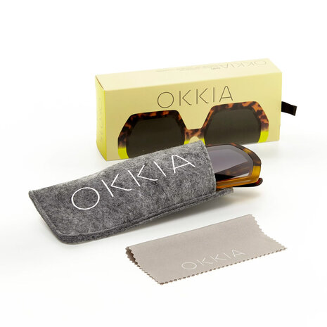 Okkia - Zonnebril EMMA Hexagon Havana Yellow OK015-HY