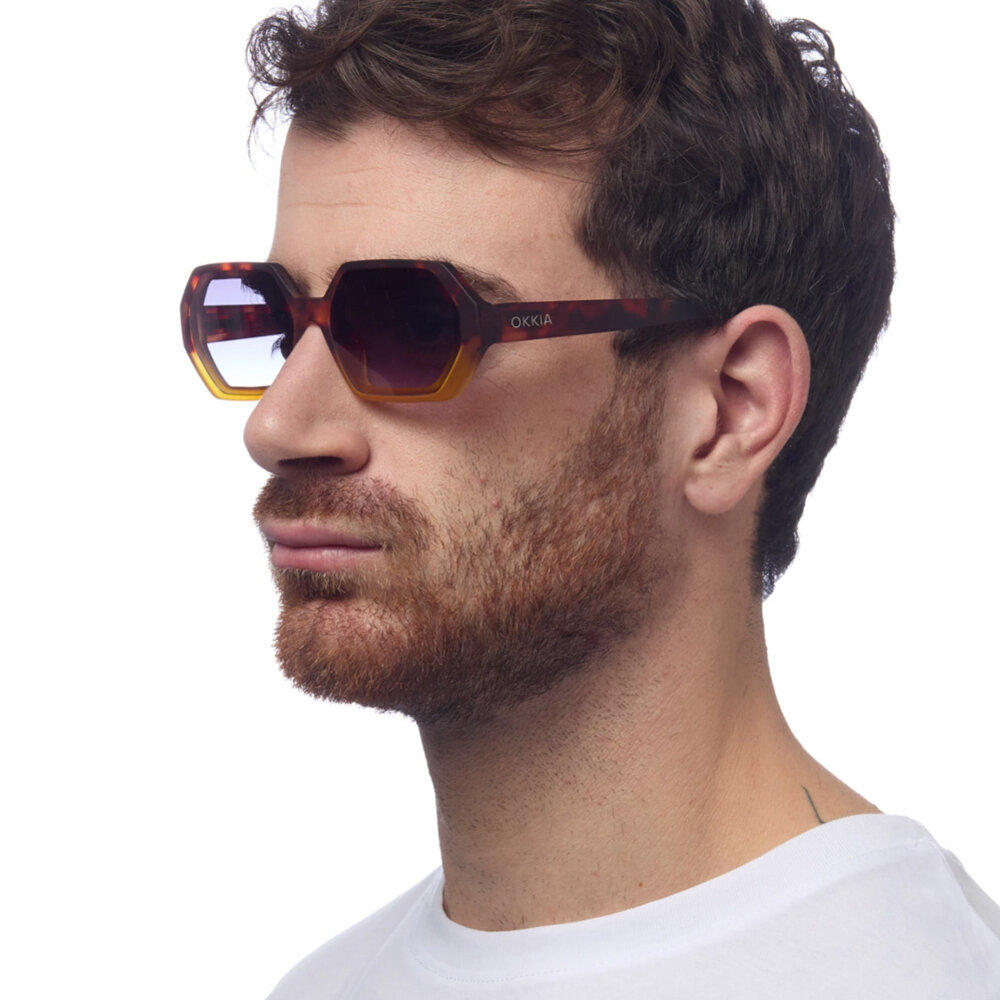 Okkia - Zonnebril ANDREA Small Hexagon Havana Yellow OK022-HY