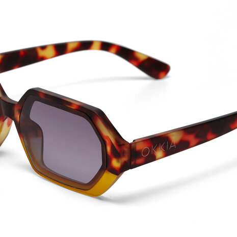 Okkia - Zonnebril ANDREA Small Hexagon Havana Yellow OK022-HY