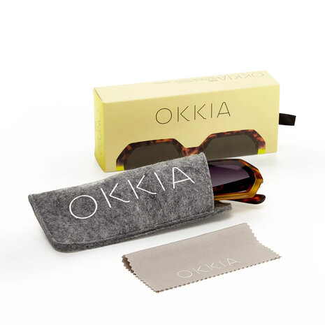 Okkia - Zonnebril ANDREA Small Hexagon Havana Yellow OK022-HY