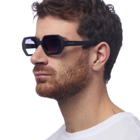 Okkia - Zonnebril ANDREA Small Hexagon Black OK022-BK