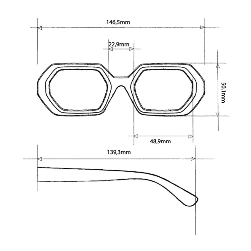 Okkia - Zonnebril ANDREA Small Hexagon Black OK022-BK