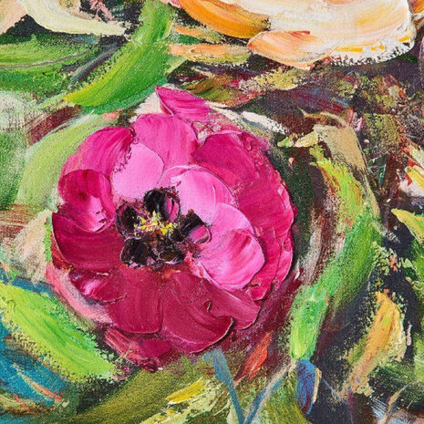 Werns - Schilderij Bloemen Roze Multicolor 100x100cm handgeschilderd Werns - Schilderij Bloemen Roze Multicolor 100x100cm handgeschilderd