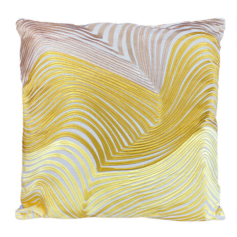 Colmore - Sierkussen Swirl Geel Naturel Katoen 50x50cm Colmore - Sierkussen Swirl Geel Naturel Katoen 50x50cm