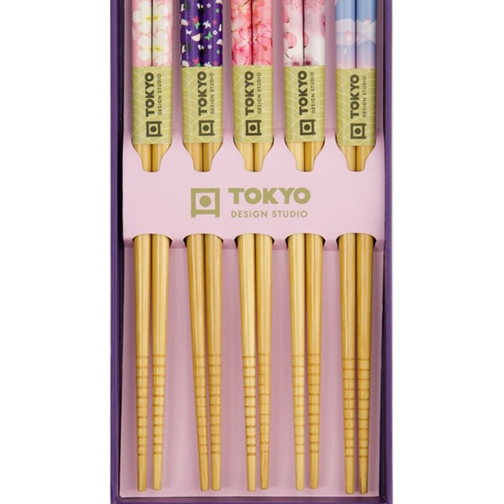 Melting Pot - Eetstokjes Sakura Kersenbloesem Roze set 5 in cadeau doos Melting Pot - Eetstokjes Sakura Kersenbloesem Roze set 5 in cadeau doos