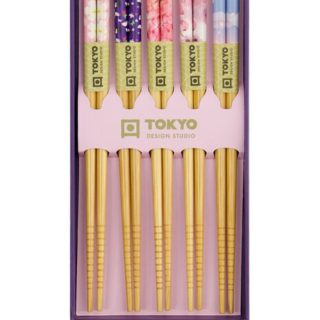 Melting Pot - Eetstokjes Sakura Kersenbloesem Roze set 5 in cadeau doos Melting Pot - Eetstokjes Sakura Kersenbloesem Roze set 5 in cadeau doos