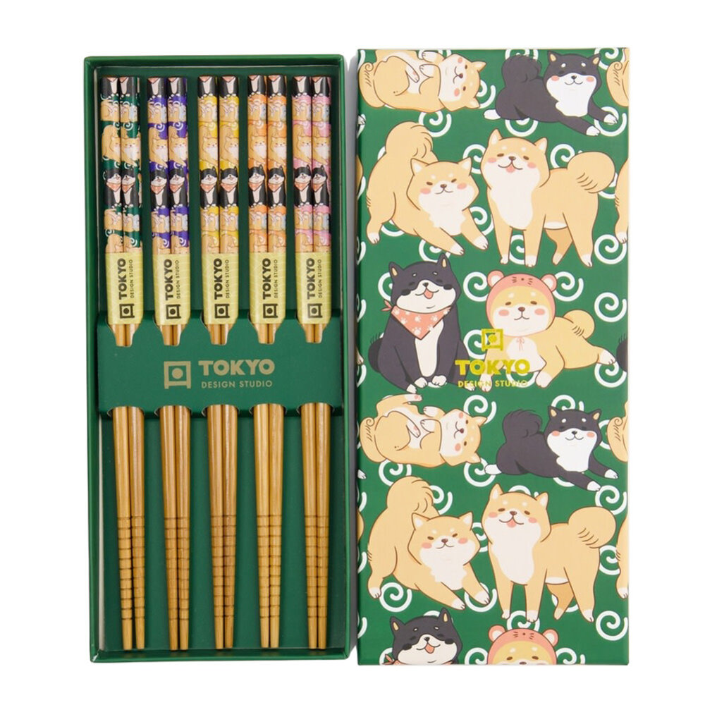 Melting Pot - Eetstokjes Shiba Dog Groen set 5 in cadeau doos Melting Pot - Eetstokjes Shiba Dog Groen set 5 in cadeau doos