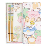 Melting Pot - Eetstokjes Kawaii Dieren met Opleggers set 2 in cadeau doos Melting Pot - Eetstokjes Kawaii Dieren met Opleggers set 2 in cadeau doos