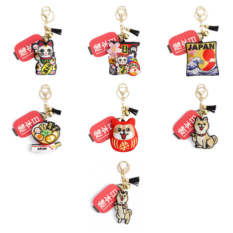 Melting Pot - Sleutelhangers Japanse Graphics Patch 15cm geborduurd 7 designs