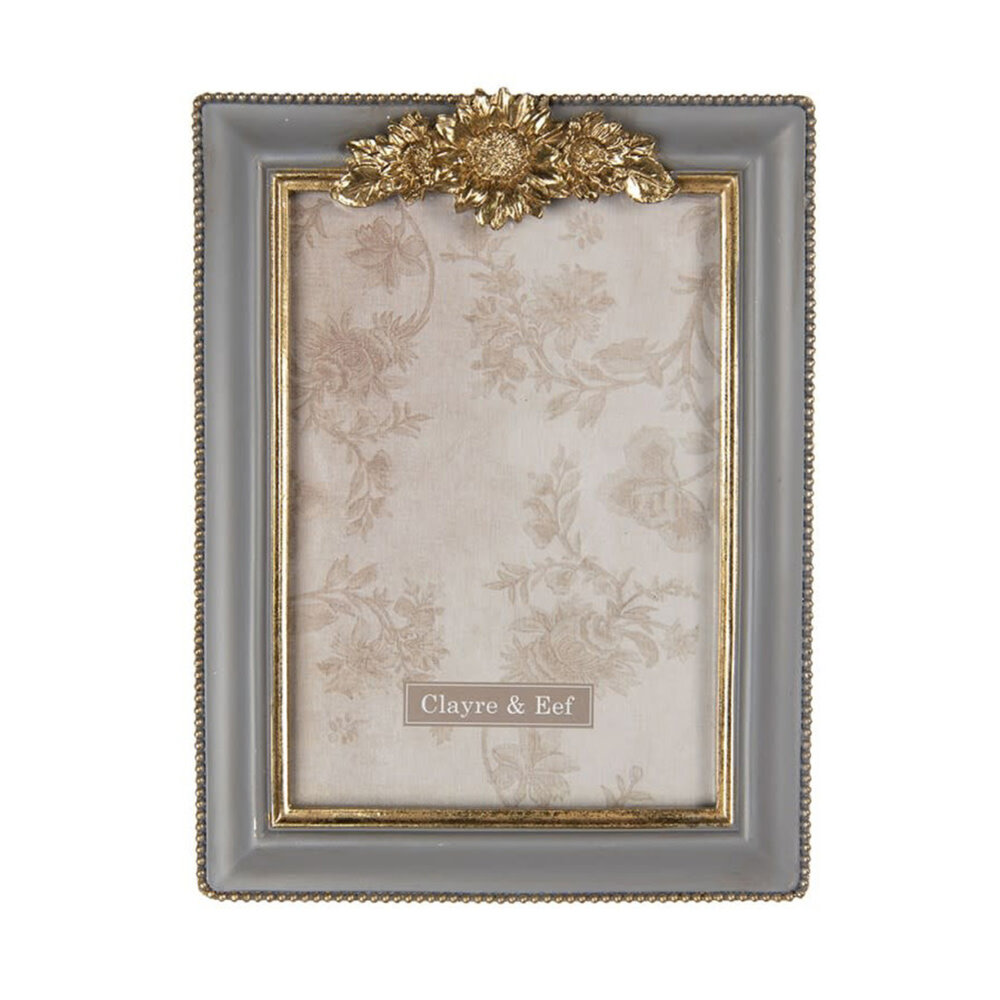 Melting Pot - Fotolijstje Bloem Parels Grijs Goud 17x22cm - foto 13x18cm Melting Pot - Fotolijstje Bloem Parels Grijs Goud 17x22cm - foto 13x18cm