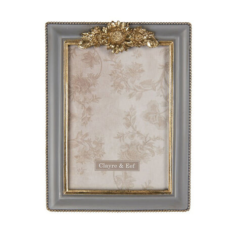 Melting Pot - Fotolijstje Bloem Parels Grijs Goud 17x22cm - foto 13x18cm Melting Pot - Fotolijstje Bloem Parels Grijs Goud 17x22cm - foto 13x18cm