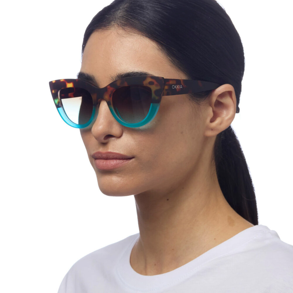 Okkia - Zonnebril CLAUDIA Big Cat-Eye Havana Blue OK013-HB