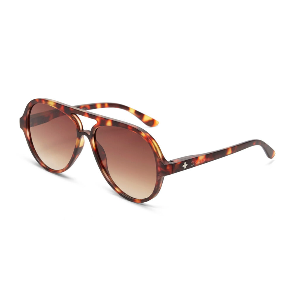 Okkia - Zonnebril ALESSIO Aviator Classic Havana met Bruine Gradient Lenzen en Veerpoten OK021-CH