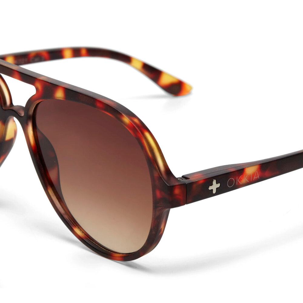 Okkia - Zonnebril ALESSIO Aviator Classic Havana met Bruine Gradient Lenzen en Veerpoten OK021-CH