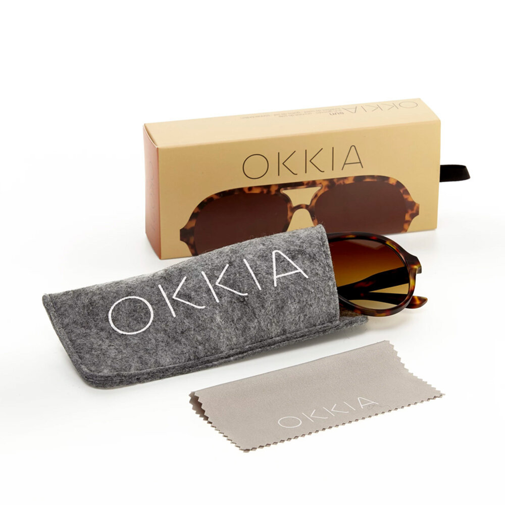 Okkia - Zonnebril ALESSIO Aviator Classic Havana met Bruine Gradient Lenzen en Veerpoten OK021-CH
