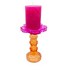 Melting Pot - Kandelaar Flower Fuchsia Oranje Glas 12x17cm voor blokkaars Melting Pot - Kandelaar Flower Fuchsia Oranje Glas 12x17cm voor blokkaars